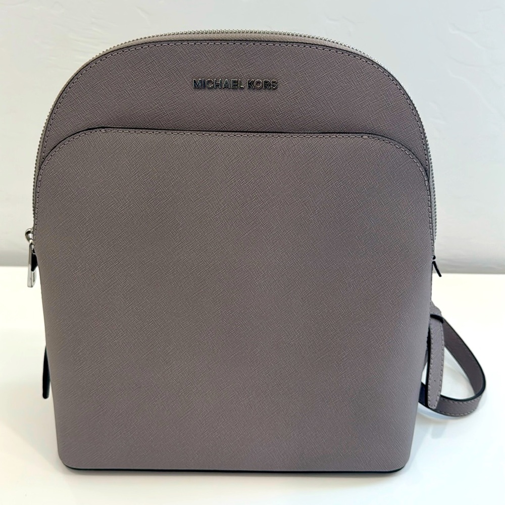 Brand new!!! Michael Kors Emmy Large Pearl Grey Leather Backpack